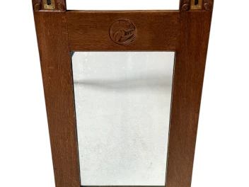 Arts & Crafts Wall Mirror with Hand-Carved Frogs by Kobus de Graaff, 1900s